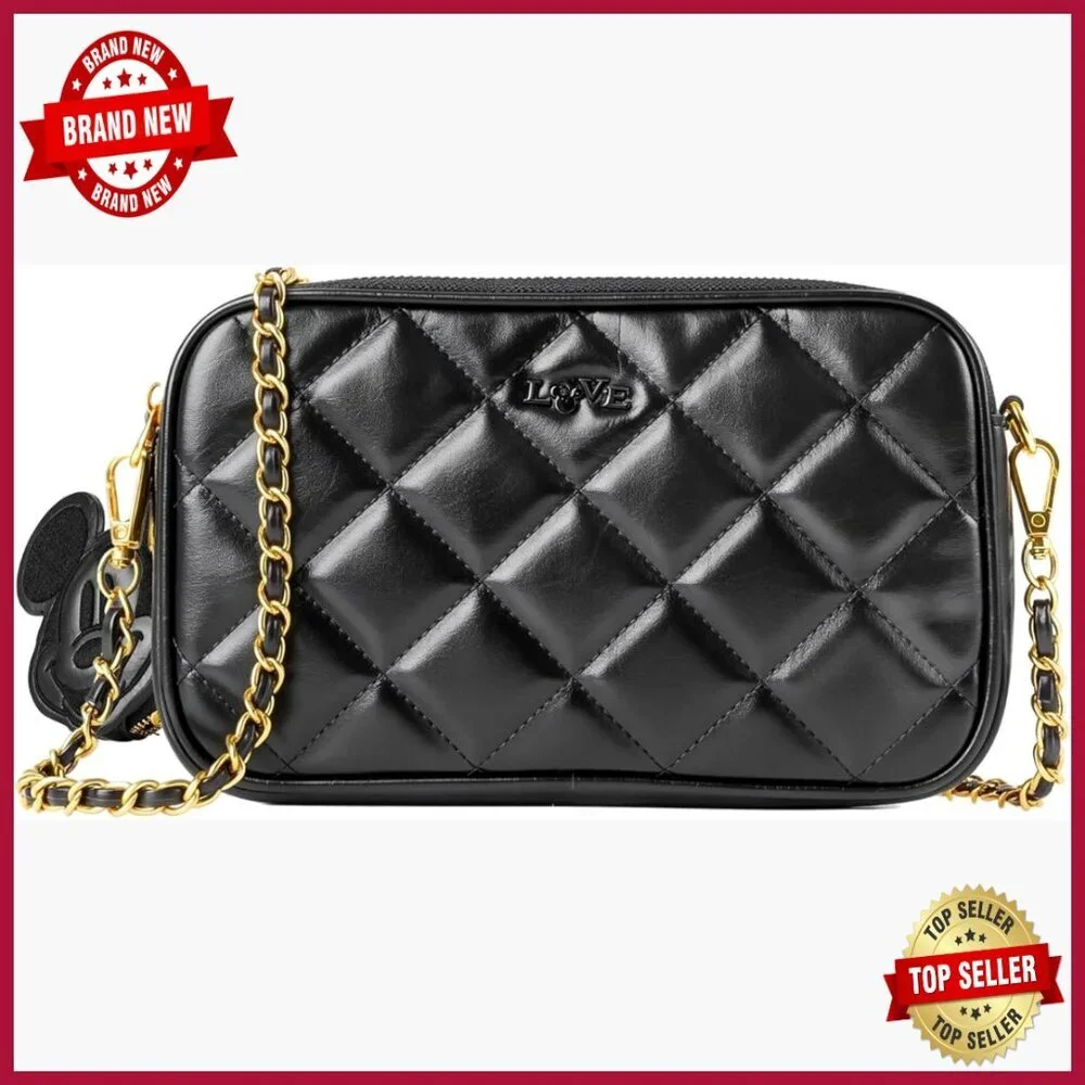 Small Quilted Crossbody Bag with Adjustable Strap, Zipper Pockets